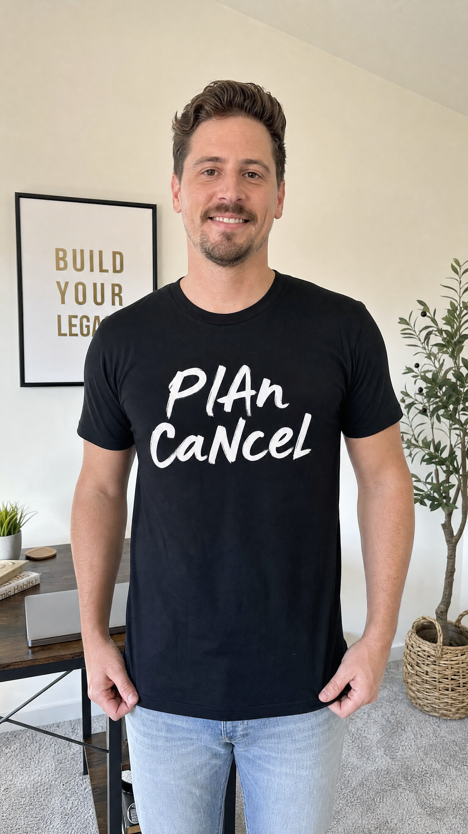 PlAn CaNcel — Black Graphic Tee Main image
