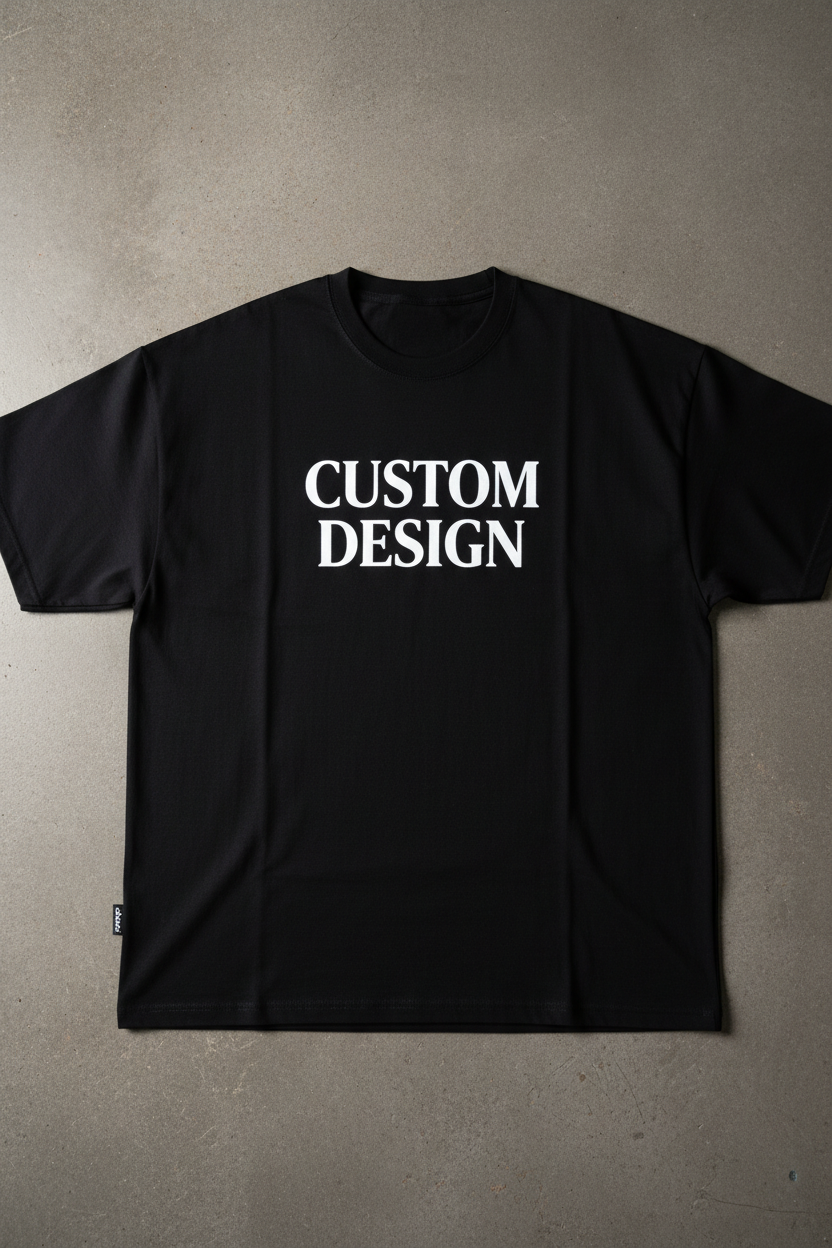 Black t-shirt with Custom Design bold center front print